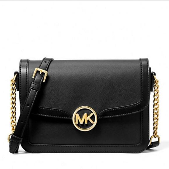 Michael Kors Leida Medium Black Shoulder Bag Purse - Picture 1 of 3